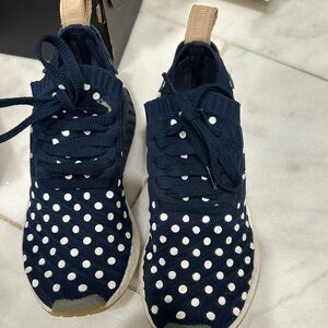 Blue adidas NMD blue with dots.